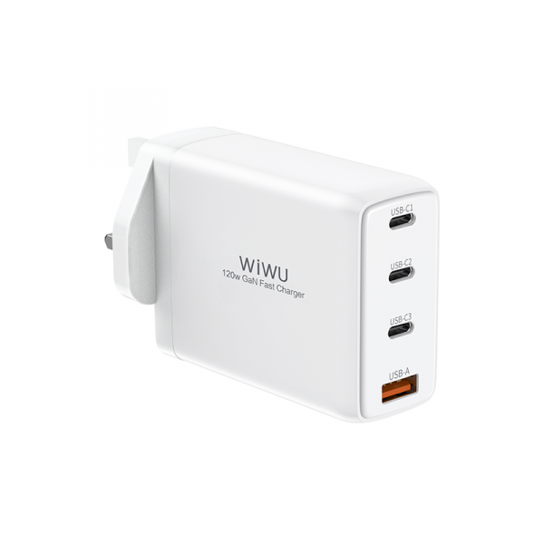 120 W Mini GAN Quick charger Wall charge PD*3+QC .3.0 (EU Plug)-WiWU