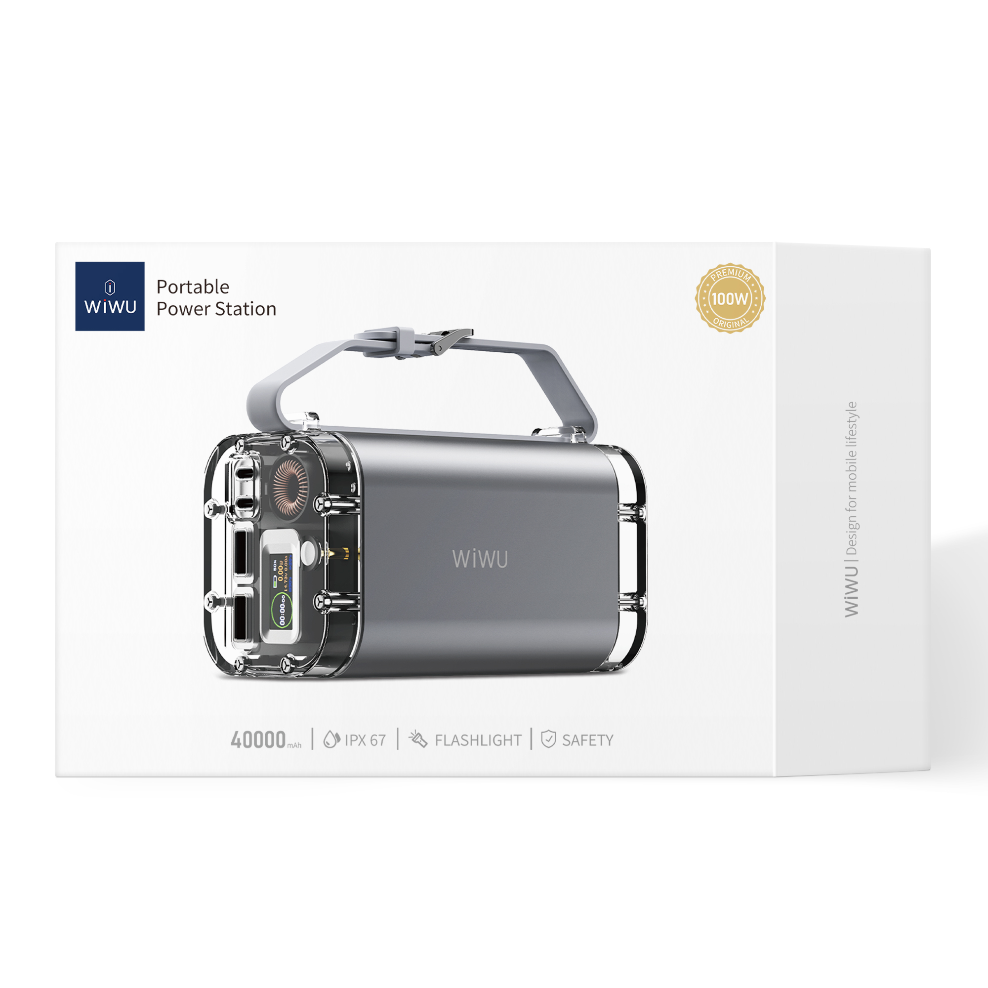 PORTABLE POWER STATION 40000MAH WITH FLASHLIGHT-WiWU - الصورة 16